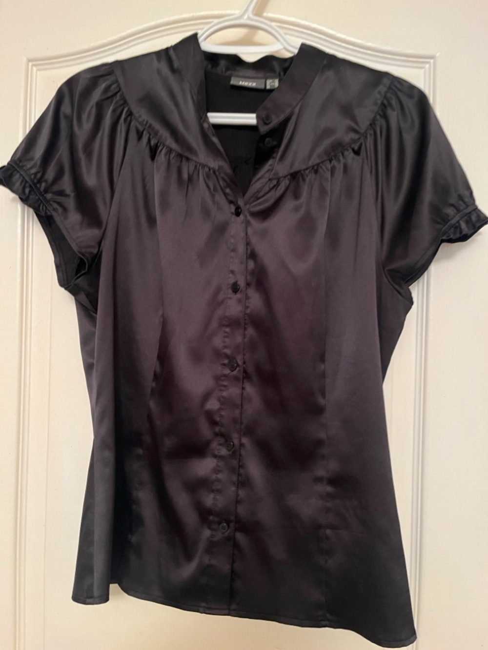 Mexx Black Satin like Button-Up Blouse